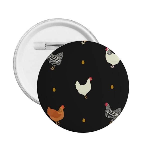 Chicken Eggs Cock Pattern Rooster Round Button Pin Badge 5PCS Pinback Buttons Lapel Pin for Jacket, Backpack, Hat, Party Favor, Gift