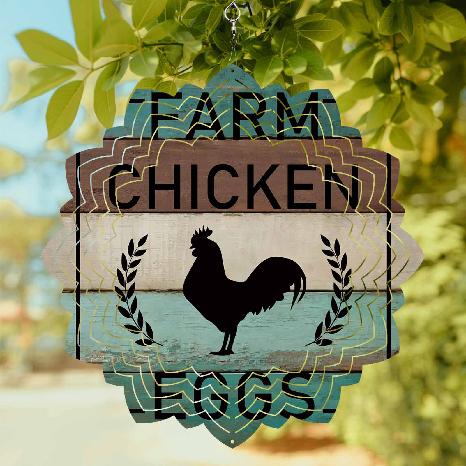 Chicken Eggs Wind Spinner for Garden Yard 12In, Farmhouse Animal Teal ...