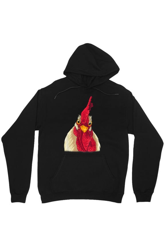 Chicken Face Rooster Head Staring Eyes Graphic Funny Drawing Farm Animal Simple M8556 Unisex Hoodie, Up to Size 5XL
