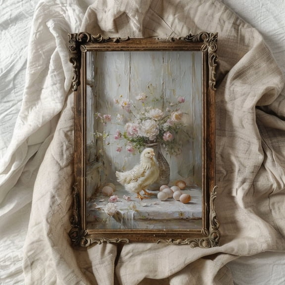 Chicken Farmhouse Wall Art Buff Orpington Poster Shabby Chic Farmhouse Decor Chicken Cottagecore Chicken Poster Cottagecore Chicken, 12x18 UNFRAMED