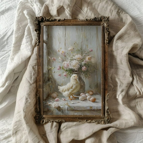 Chicken Farmhouse Wall Art Buff Orpington Poster Shabby Chic Farmhouse Decor Chicken Cottagecore Chicken Poster Cottagecore Chicken, 8x12 UNFRAMED