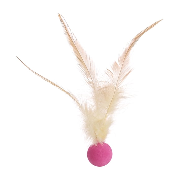 Chicken Feather Bouncy Ball Cat Toy, Super Elastic Rubber with Visual Stimulation and Safe Soft Material, Interactive Outdoor Play for Cats and Small Dogs