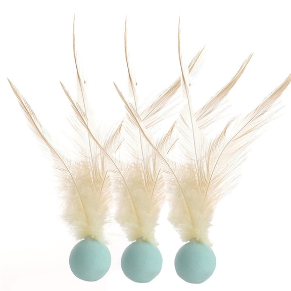 Chicken Feather Elastic Pet Ball 3 Pack, High Bouncing Rubber with Visual Tracking for Hunting Instinct, Safe Durable Toy for Cats and Dogs Indoor Outdoor