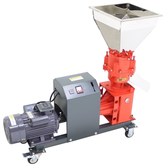 Chicken Feed Pellet Mill Machine 6MM 220V Farm Fodder Granulator with 4-Head Rollers