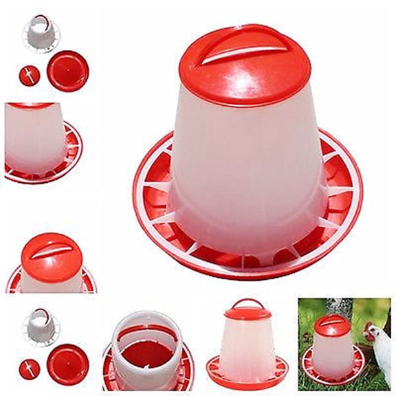 Chicken Feeder, Automatic Poultry Feeder with 18.5cm Base, Plastic Gravity Feed Container for Chickens, Ducks, Quails, Pigeons, Farm Backyard Supplies