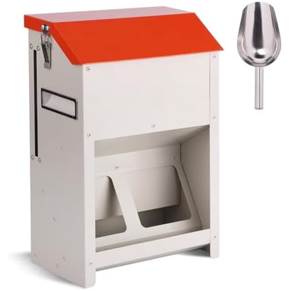 Chicken Feeders No Waste 20lbs Large Automatic Poultry Feeder with Lid Auto Feeding Though Dispenser for Duck Turkey Pheasant Chicken Coop Feeder System$$Garden & Patio