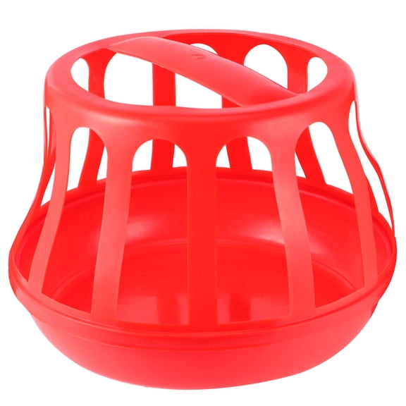 Chicken Feeding Bucket with Plastic Divider Guard for Farm Feeding Use Red Poultry Dispenser