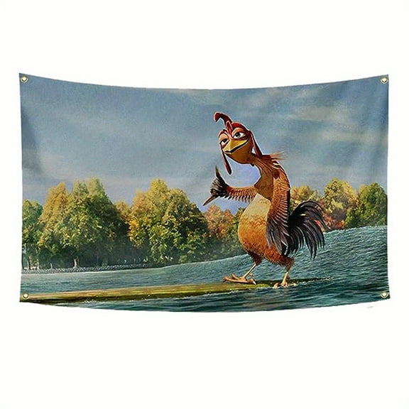 Chicken Flag 3x5FT 90x150cm Meme Funny Flag Banner Party Supplies Yard Signs Home Decor Hanging Poster for College Room Man Cave Welcome Photo Backdrop with Brass Grommets