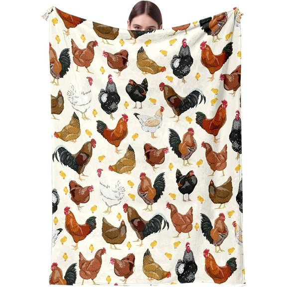 Chicken Fleece Plush Blanket Funny Rooster Lightweight Throw Blanket for Couch Bed Chicken Room Decor Fuzzy Super Soft Blankets Chicken Gifts for Kids Adults Women 50"x60" (Chicken, 50"x60")