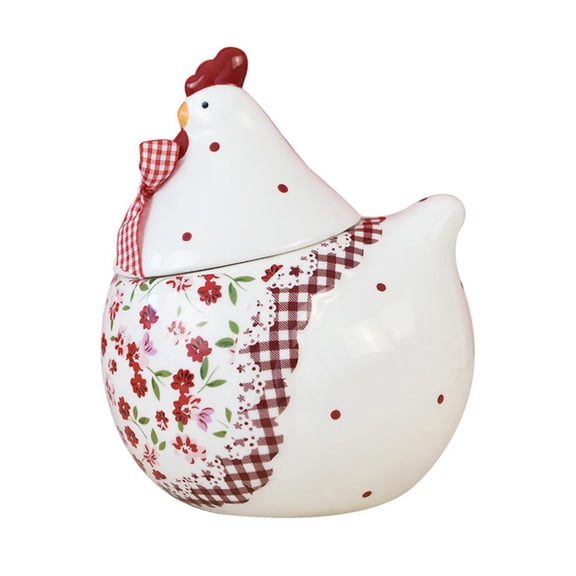 Chicken and Flower Pattern Ceramic,Easter Sugar Canister Rooster Hen Cookie Jar with Lid,Sugar Containers Holder for Counter Spices Candies Food Storage Spring Decor