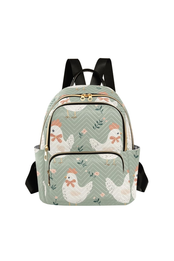 Chicken Flower Pattern Fashion Backpack Quilted Lightweight Women Travel Daypack 8.5L