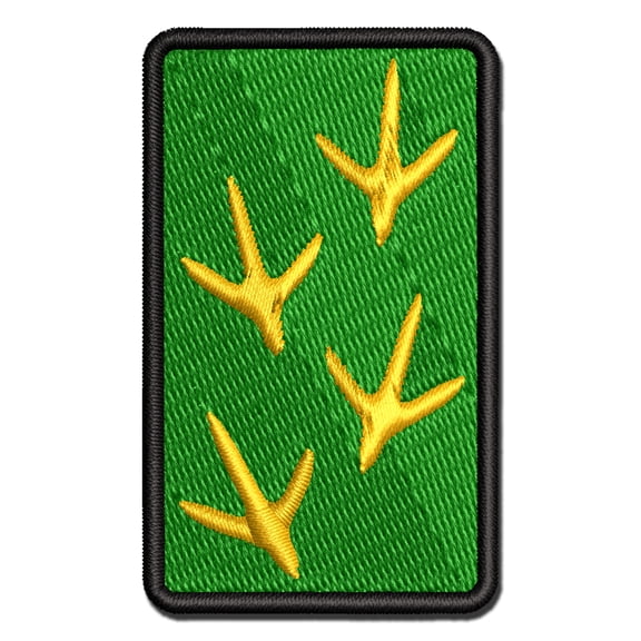 Chicken Footprints Tracks Applique Multi-Color Embroidered Iron-On Patch - 3.5 Inch Large