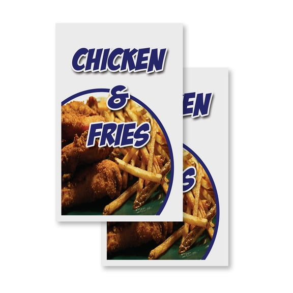 Chicken & Fries (2-PACK) 24" x 36" Vinyl Decals | Sign Insert Peel & Stick Decals Stickers Window Signs