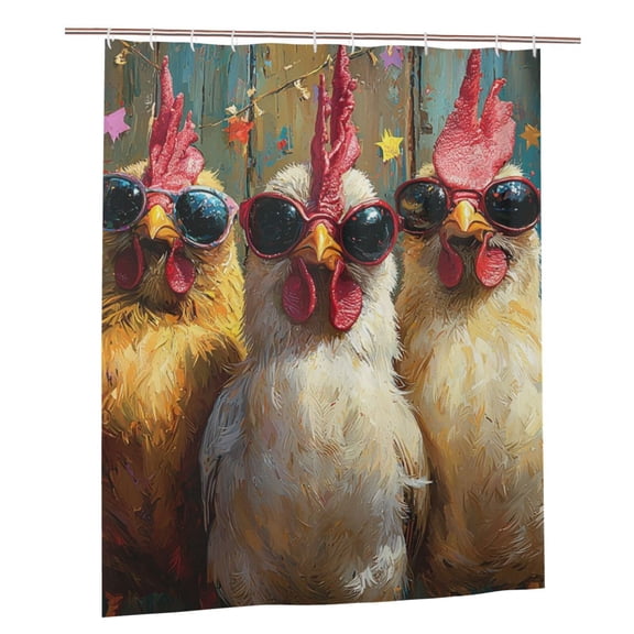 Chicken Funny Party Shower Curtain Set with Hooks Plastic Waterproof Bath Curtains 60X72 Inches for Bathroom Decor