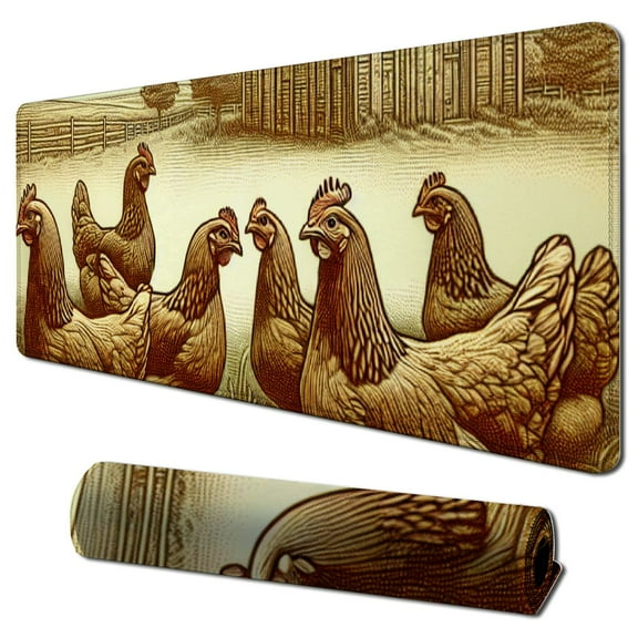 Chicken Gaming Mousepad Funny Chicken Green Grass Mouse Pad Mouse Mat for Computer Desk Laptop Office Non-Slip Rubber