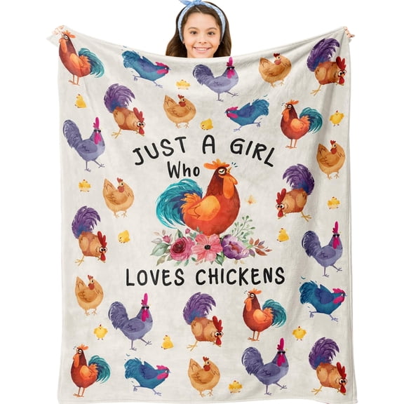 Chicken Gifts Blanket, Chicken Lovers Gifts for Women Girls, Funny Chick Birthday Present, Just a Girl Who Loves Chickens, Best Present Ideas for Chick Lover Blanket 40"X50"