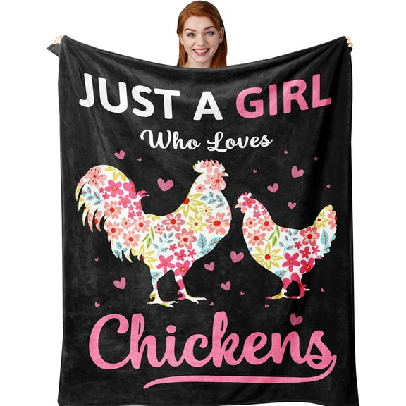 Chicken Gifts for Women Girls, Just A Girl Who Loves Chickens, Cute Chicken Blanket 40"X30", Christmas Birthday Gifts for Chicke Lovers, Presents for Chicke Lovers, Chickens Decor