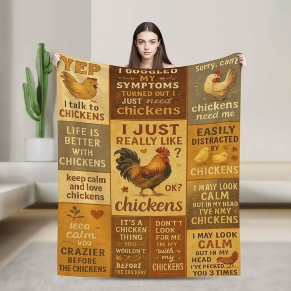 Chicken Gifts for Women Men, Funny Chicken Blanket for People with Chickens, Chicken Lovers Owners Themed Gift Ideas, Farmhouse Decor Soft Throw 50x40