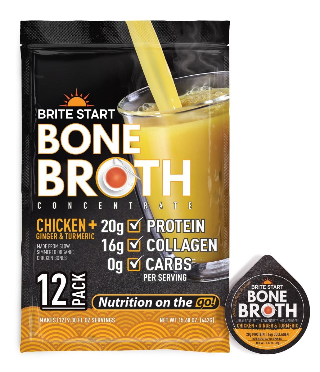 Brite Start Chicken Ginger Turmeric Bone Broth Shelf-Stable 12 Pack