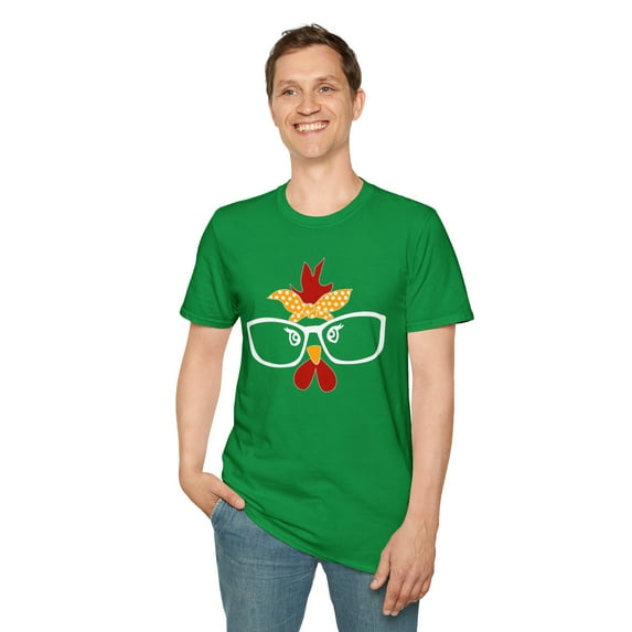 Chicken Glasses, Gildan Unisex Softstyle T-Shirt, Hen Graphic Tee, S-3XL