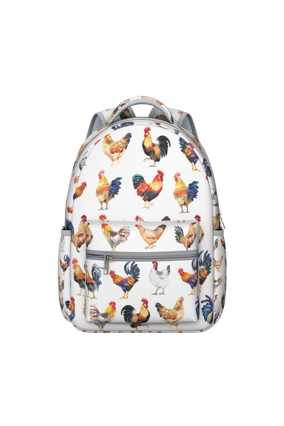 "Chicken Graphic School Backpack - Lightweight & Waterproof Bookbag for Middle & High School, Stylish Laptop Backpack for College, Great for Back to School"