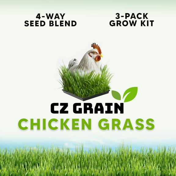 Chicken Grass Grow Kit - Grow Fresh Sprouts That Chickens Love - Comes with Grow Tray, 3 Jute Pads and Seed Packets (Complete Kit with Tray)