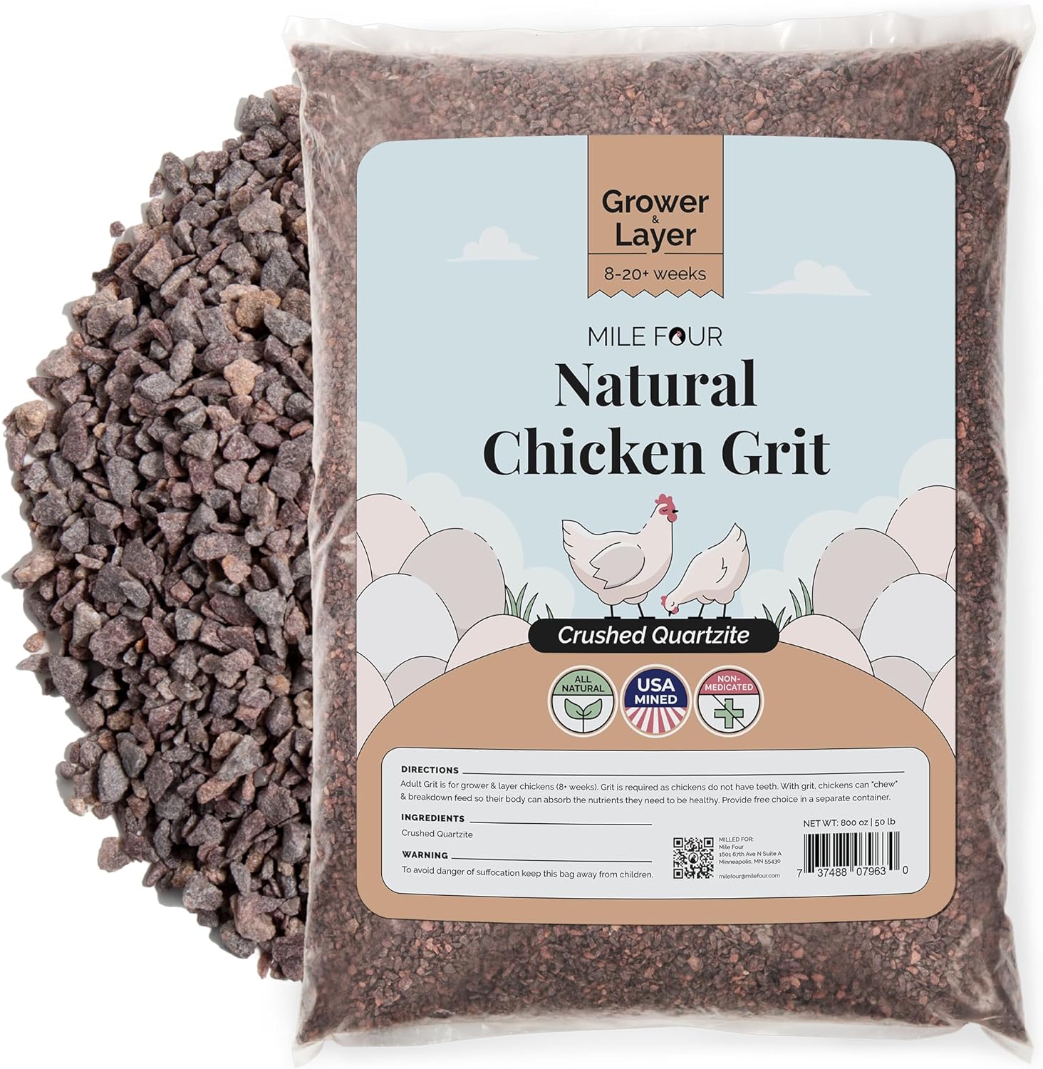 Chicken Grit Layer & Grower Chickens Age 820+ Weeks 100 Natural