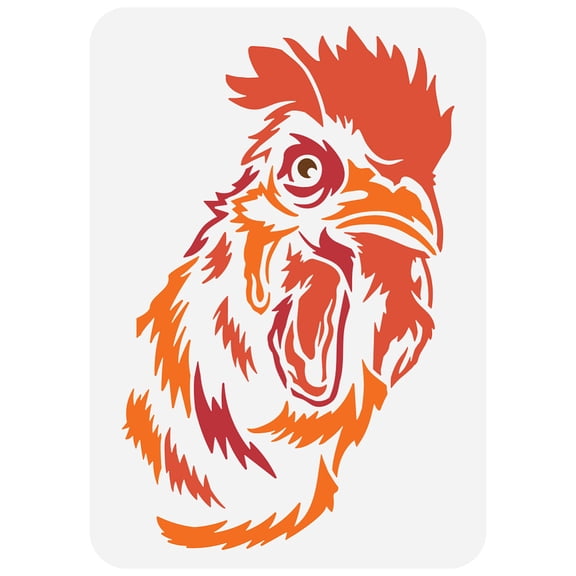 Chicken Head Painting Stencil 8.3x11.7inch Reusable Rooster Head Pattern Drawing Template DIY Craft Farm Animal Farmhouse Decor StencilDIY