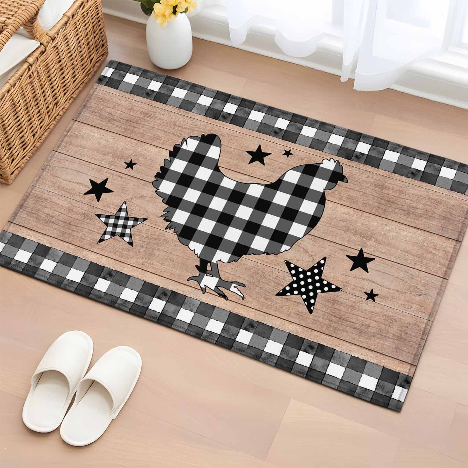 Hen Rug Chicken Hen Bathroom Rug Washable 2x3 Entryway Rug Non Slip Rooster ...