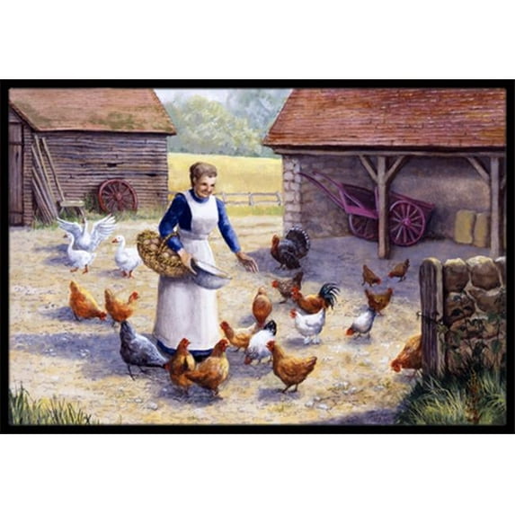 Chicken Hen Feeding Time Indoor or Outdoor Mat, 24 x 36