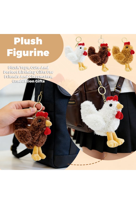Chicken Hen Plush Keychain Charm Soft Furry Animal Bag Pendant Decoration for Backpacks and Keys 2026 Gift Collection