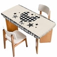 thumbnail image 1 of Chicken Hen Table Cloths for 4 Foot Rectangle Tables, Rooster Animals Farmhouse White Black Plaid Vintage Patio Waterproof Elastic Fitted Tablecloths, Washable Rectangular Table Cover for Camping, 1 of 8