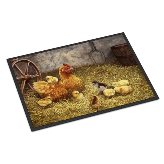 Chicken Hen and Her Chicks Doormat 18x27