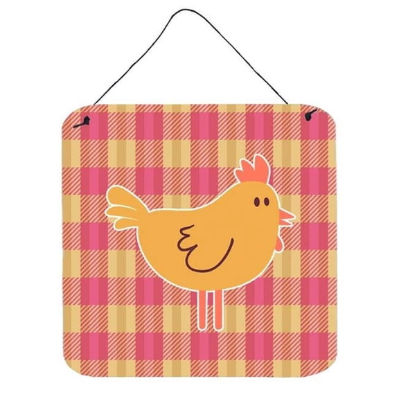 Chicken Hen on Gingham Wall or Door Hanging Prints