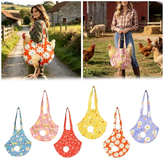Chicken Holder Bag, 13.5×13.5 Inch Waterproof Chicken Sling Carrier with Handle, Portable Rooster Hen Transport Bag for Travel Hiking Driving Farm Use, Multiple Print Patterns Optional