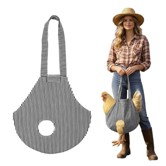 Chicken Holder Bag, Transport Bag with Handle and Shoulder Strap, Portable Holder Sling Tote Bag, Multifunctional Carrying for Outdoor Travel, Hiking, Driving Use,White,17x6x3"