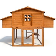 TKBRWU Leakproof Pull-On Tray Wooden Outdoor Chicken Coop with Nesting Box, Orange, Fits 10 Chickens