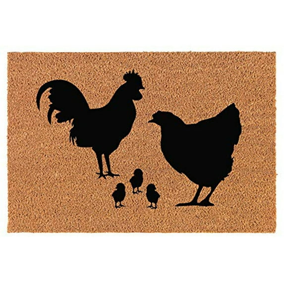 Chicken Humor Doormat with "Guess What?" Design 24x16" - Non-Slip Entry Rug, Humorous Welcome Mat, Coconut Coir Welcome Mat for Porch, Garage, Farmhouse Decor​