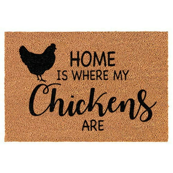Chicken Humor Doormat with "Guess What?" Design 24x16" - Non-Slip Entry Rug, Humorous Welcome Mat, Coconut Coir Welcome Mat for Porch, Garage, Farmhouse Decor​