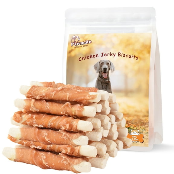 Pawmate Chicken Jerky Biscuits Dog Treats, Tasty Crunchy Chews for All Dogs, 11oz