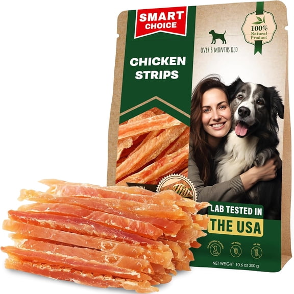 Dog Treats Chicken Jerky Strips 10.6 oz - Human Grade Meat Sticks - Natural Pet Dried Snacks Rawhide - Free - Long Lasting Chews for Large & Small Dogs - Best for Training & Healthy Teeth