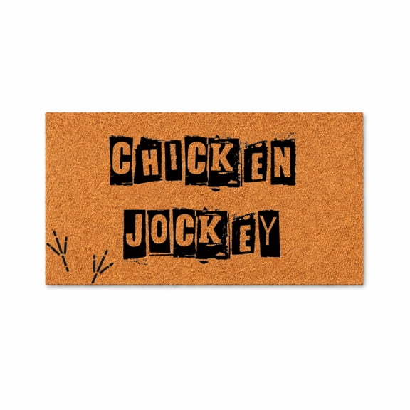 Chicken Jockey Doormat, Funny Welcome Mat, Front Door Mat, Novelty Entryway Rug, Pop Culture Parody Gift, Cute Home Decor 6184 (16x24 inches) 6184