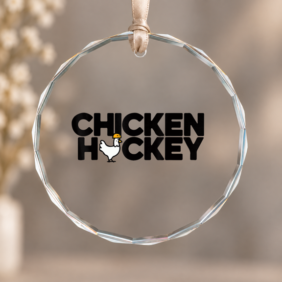 Chicken Jockey Stacked Theme Ornament, Home Decoration, Circle Glass Ornament