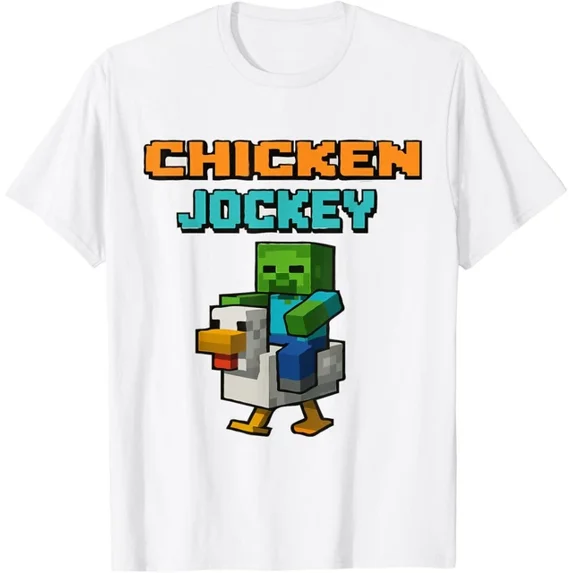 Chicken Jockey Zombie Pixel Art Zombie Gamer Funny Tee T-Shirt Unisex S-5XL Hot Trending Shirt, Vintage Birthday Gift