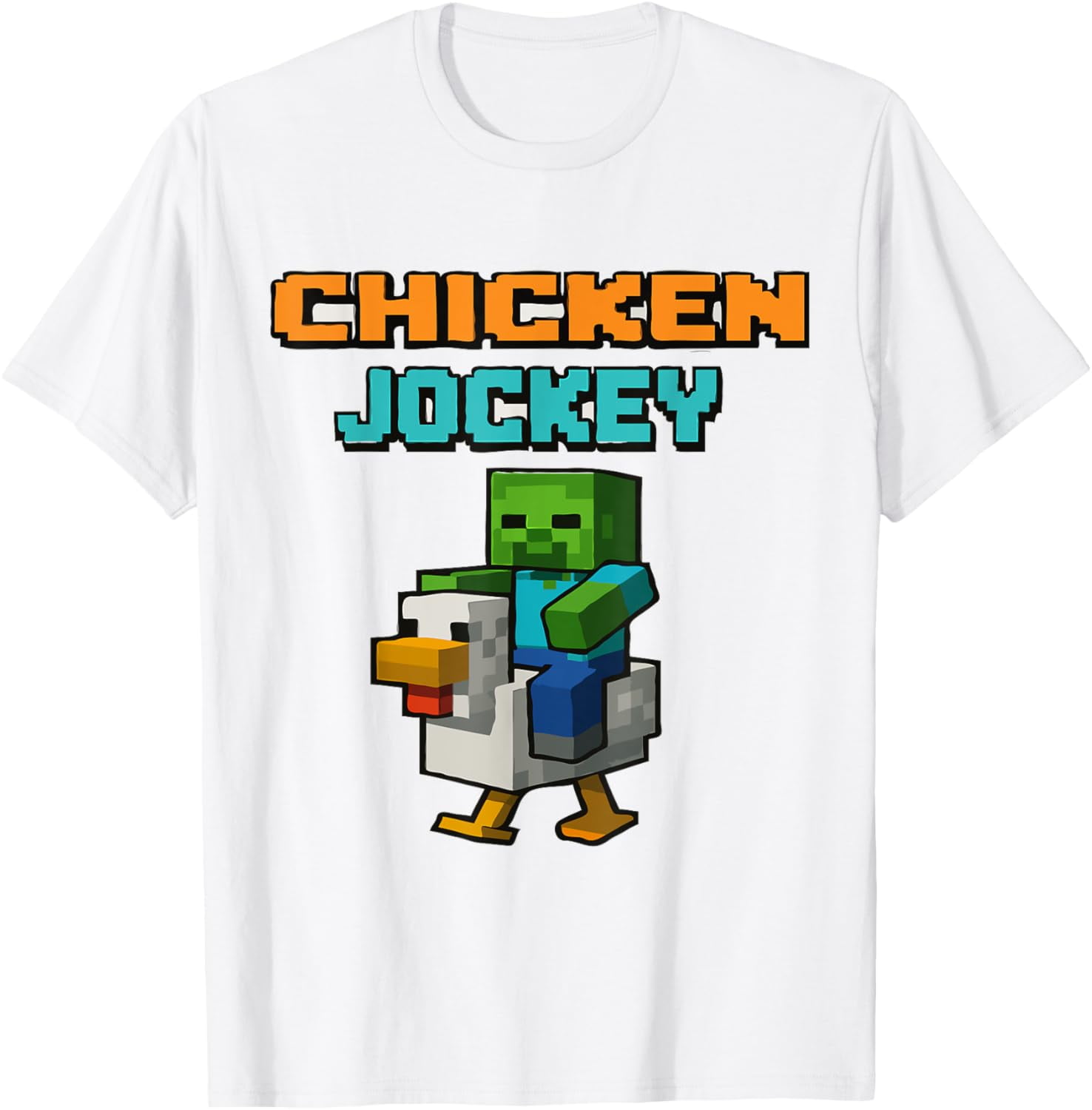 Chicken Jockey Zombie Pixel Art Zombie Gamer Funny Tee T-Shirt Unisex S ...