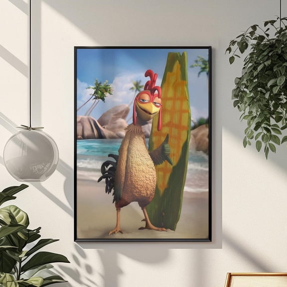 Chicken Joe Surf Poster Surfs Up Inspired Wall Art Funny Dorm Room Decor Nostalgic Cartoon Beach Print Surfing Rooster College Gift