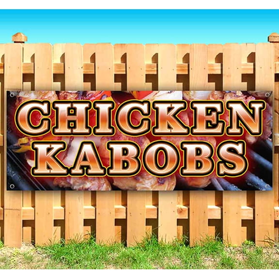 Chicken Kabobs 13 oz Vinyl Banner With Metal Grommets