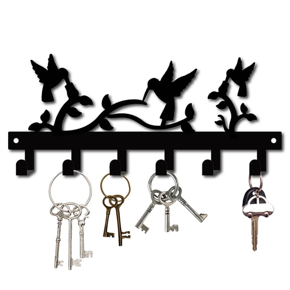 Chicken Key Holder Hooks Cast Iron Wall Hanger Organizer Coat Rack Mounted Multi-Purpose Decorative with 6 Hooks for Farm GardenDIY