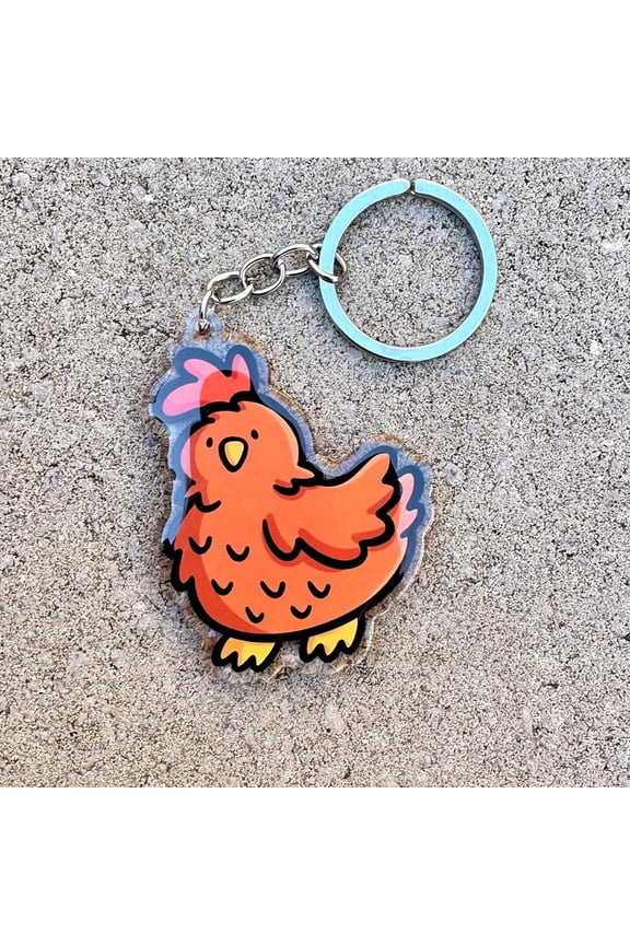 Chicken Keychain | Cute Acrylic Keychain | Kawaii animal keychain | cute bird keychain | farm animal keychain | chicken farmer keychain