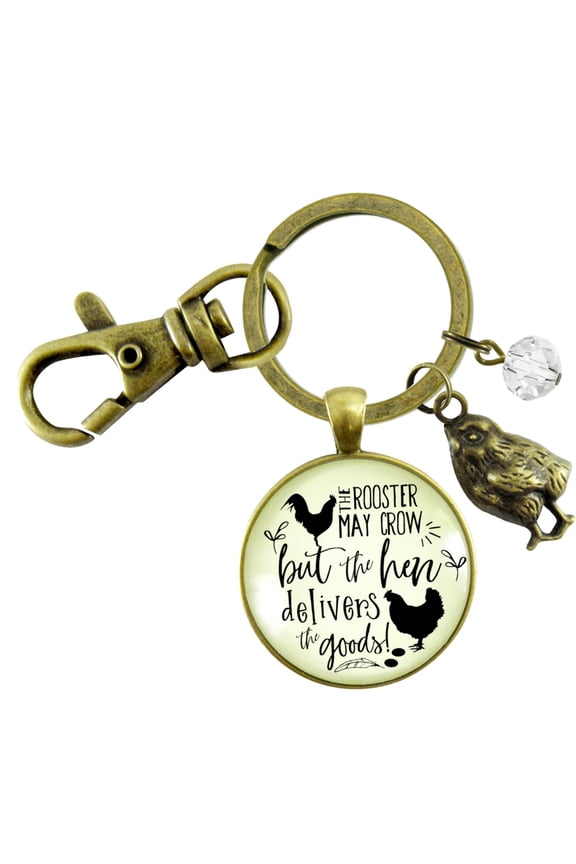 Chicken Keychain Rooster May Crow Hen Delivers Jewelry